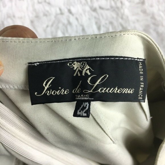 Ivoire de Laurence Paris High Waist Ivory Wide Leg Pants FR EU 42 US 10 - Picture 9 of 12